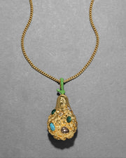 Brut Gold Jewel Studded Pear Pendant Necklace - Photo 1