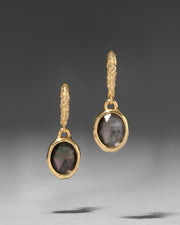 Brut Gold Linear Drop Earring- Black Mother of Pearl - Photo 1