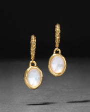 Brut Gold Linear Drop Earring- White Mother of Pearl - Photo 1