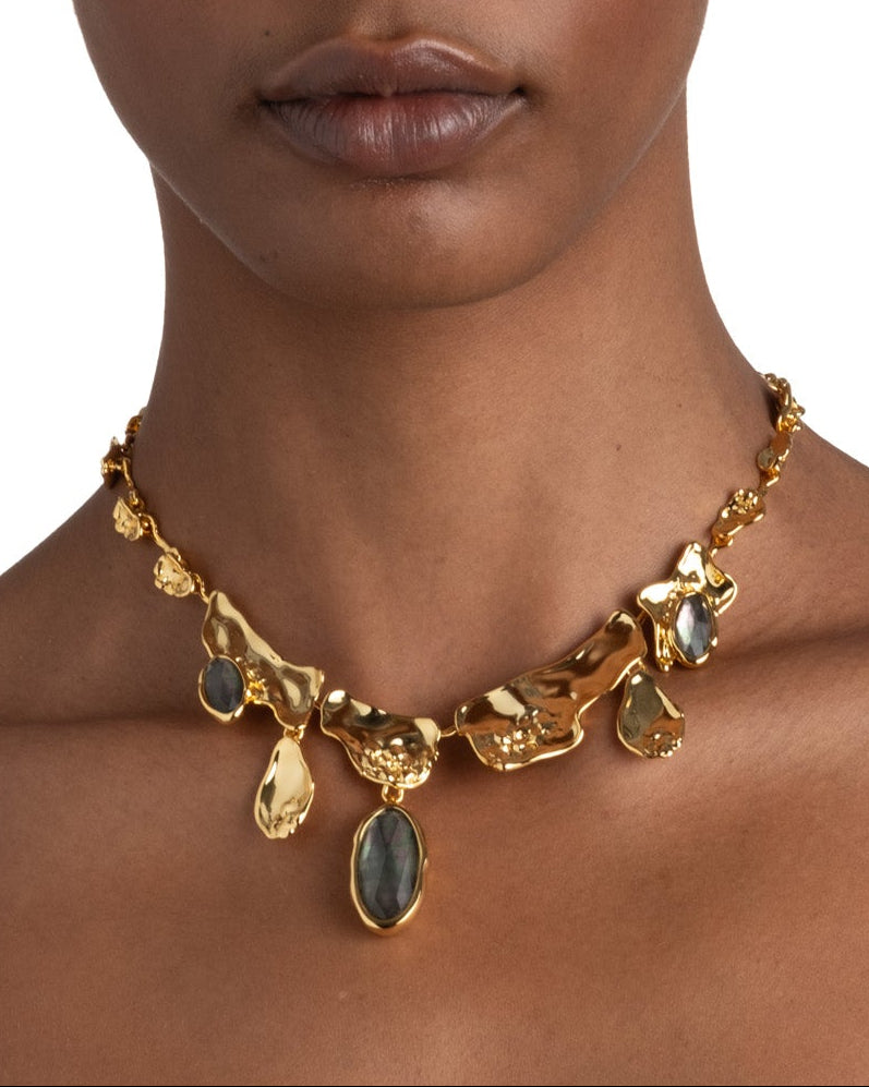 Brut Gold Reef Bib Necklace- Black Mother of Pearl - Photo 2