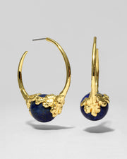 Brut Gold Capped Lapis Hoop Earring - Photo 1
