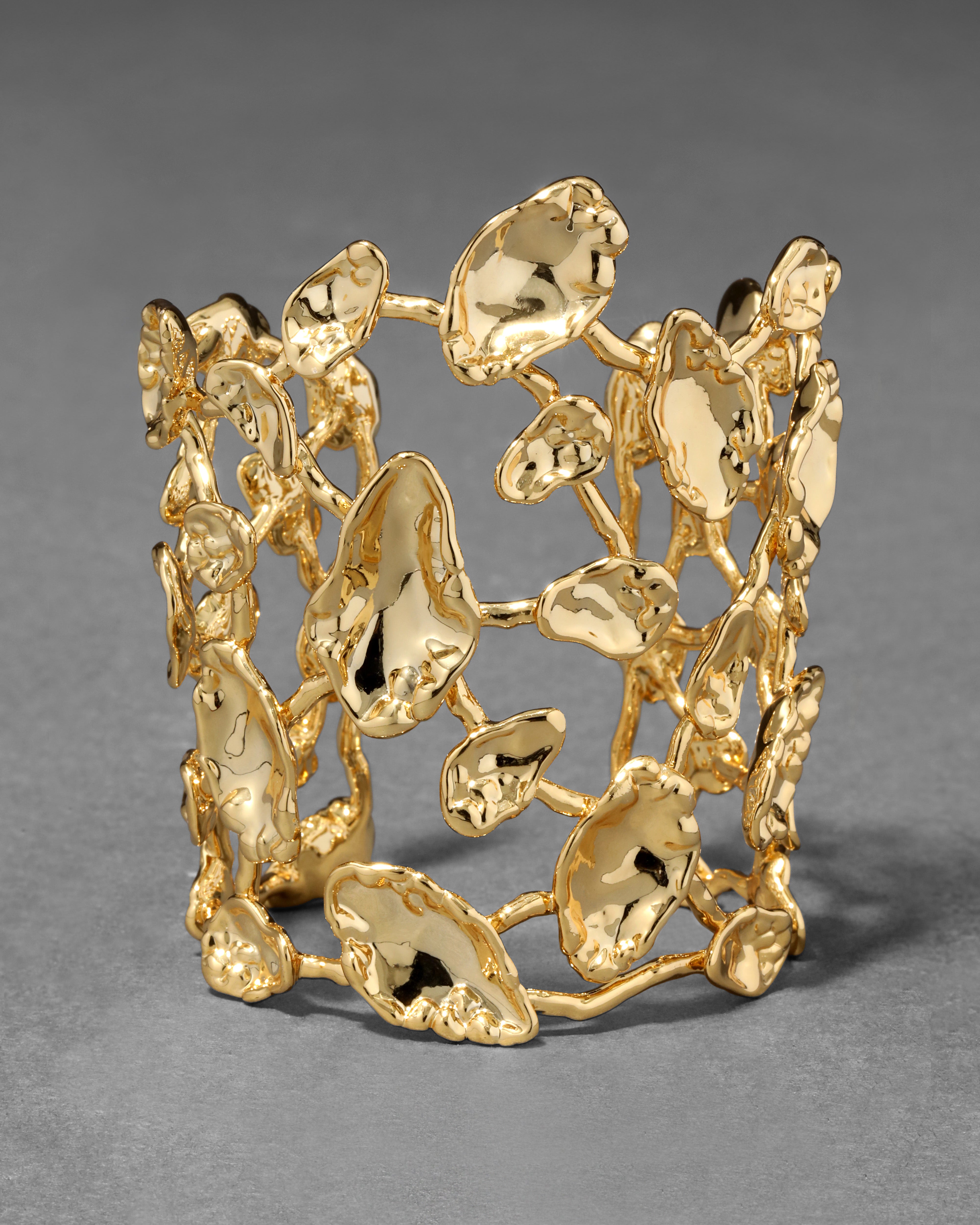Brut Gold Mosaic Wide Cuff Bracelet | Gold Bracelet