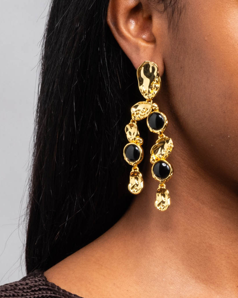 Brut Onyx Coin Chandelier Earring - Photo 2