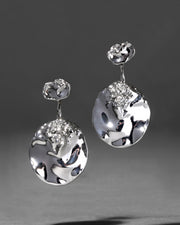 Brut Silver Coin Front Back Earring - Photo 1