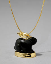 Bunny Obsidian Pendant Necklace - Photo 1