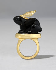 Bunny Obsidian Ring - Photo 1