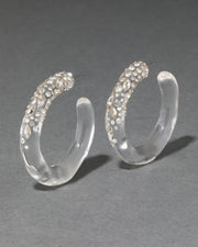 Confetti Crystal Lucite Hoop Earring- Clear - Photo 1