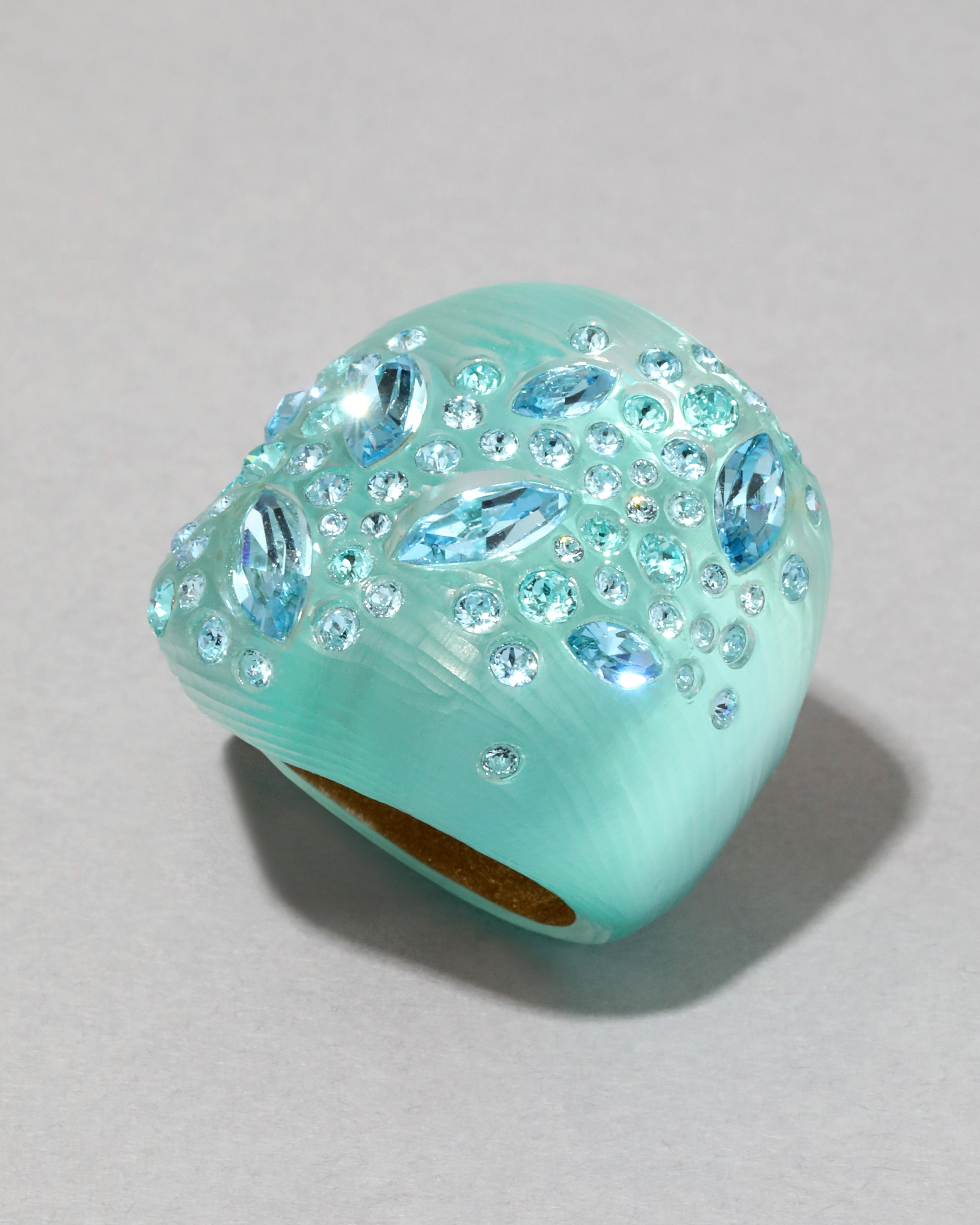Mint Green Confetti Crystal Lucite Puffy Ring Alexis Bittar