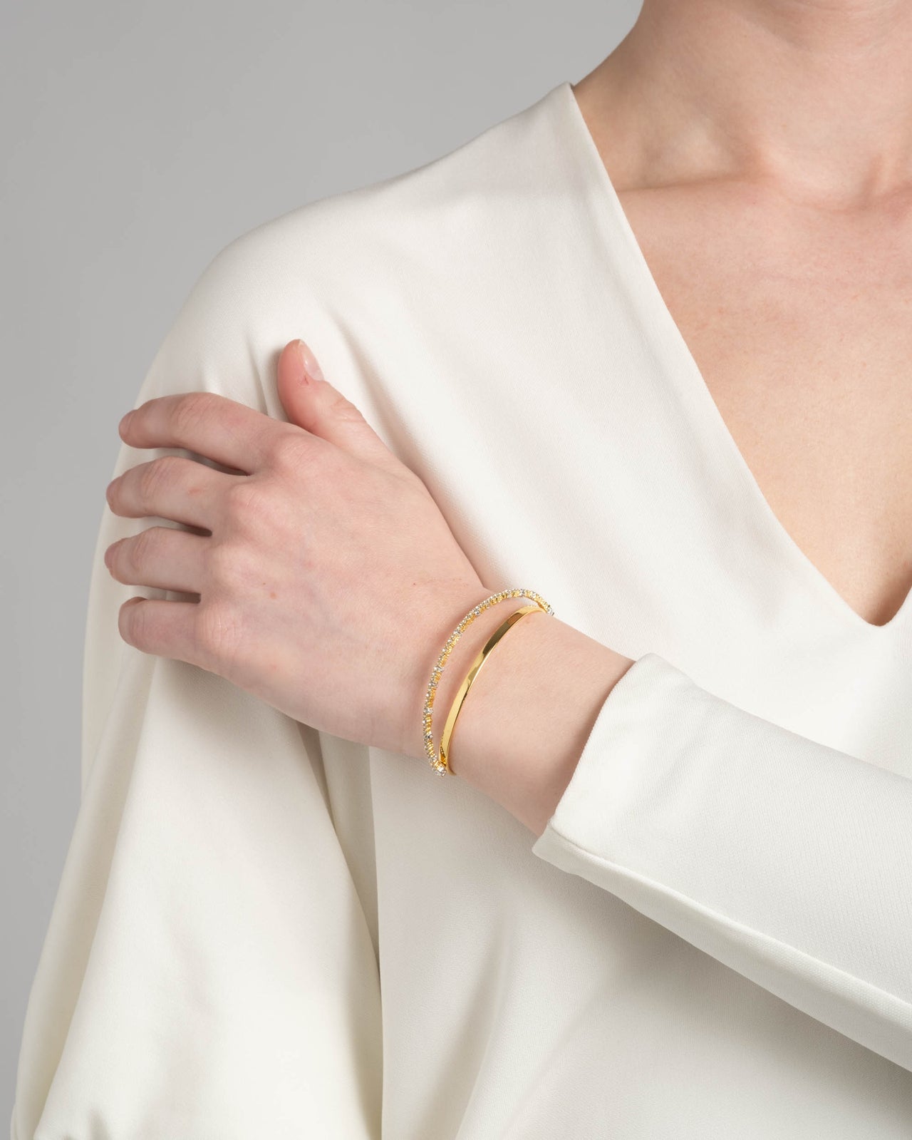 Crystal Lace Orbiting Cuff Bracelet- Gold - Photo 2