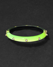 Crystal Studded Lucite Hinge Bracelet- Fluorescent Yellow - Photo 1