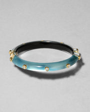 Crystal Studded Lucite Hinge Bracelet- Metallic Sky - Photo 1