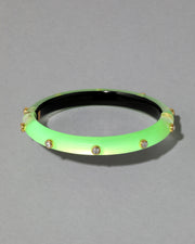 Crystal Studded Lucite Hinge Bracelet- Neon Green - Photo 1