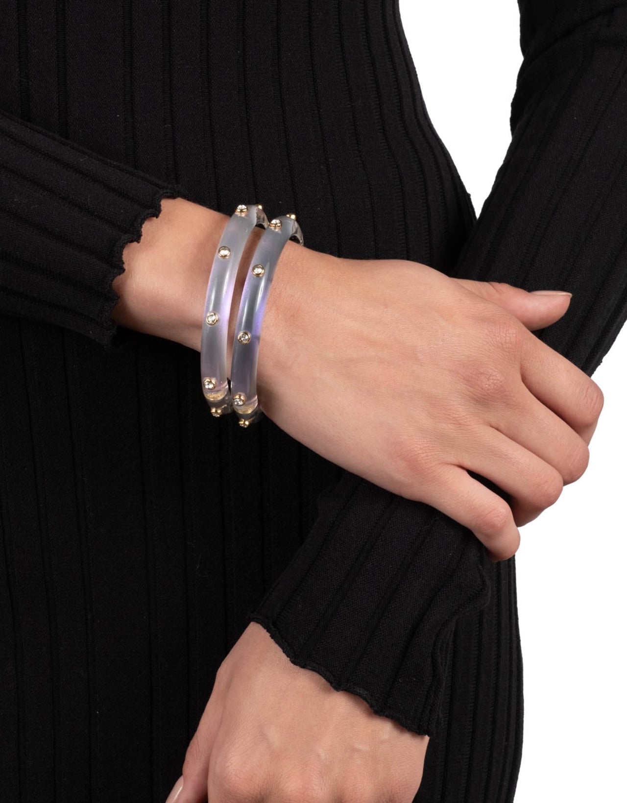 Crystal Studded Lucite Hinge Bracelet- Aurora - Photo 2