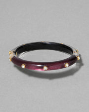 Crystal Studded Lucite Hinge Bracelet- Black Cherry - Photo 1