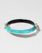 Crystal Studded Lucite Hinge Bracelet- Mediterranean Opal - Photo 1
