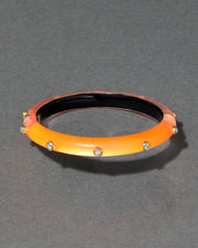 Crystal Studded Lucite Hinge Bracelet- Neon Orange - Photo 1