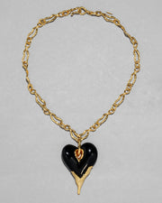 Dripping Heart Lucite Pendant Necklace- Onyx - Photo 1