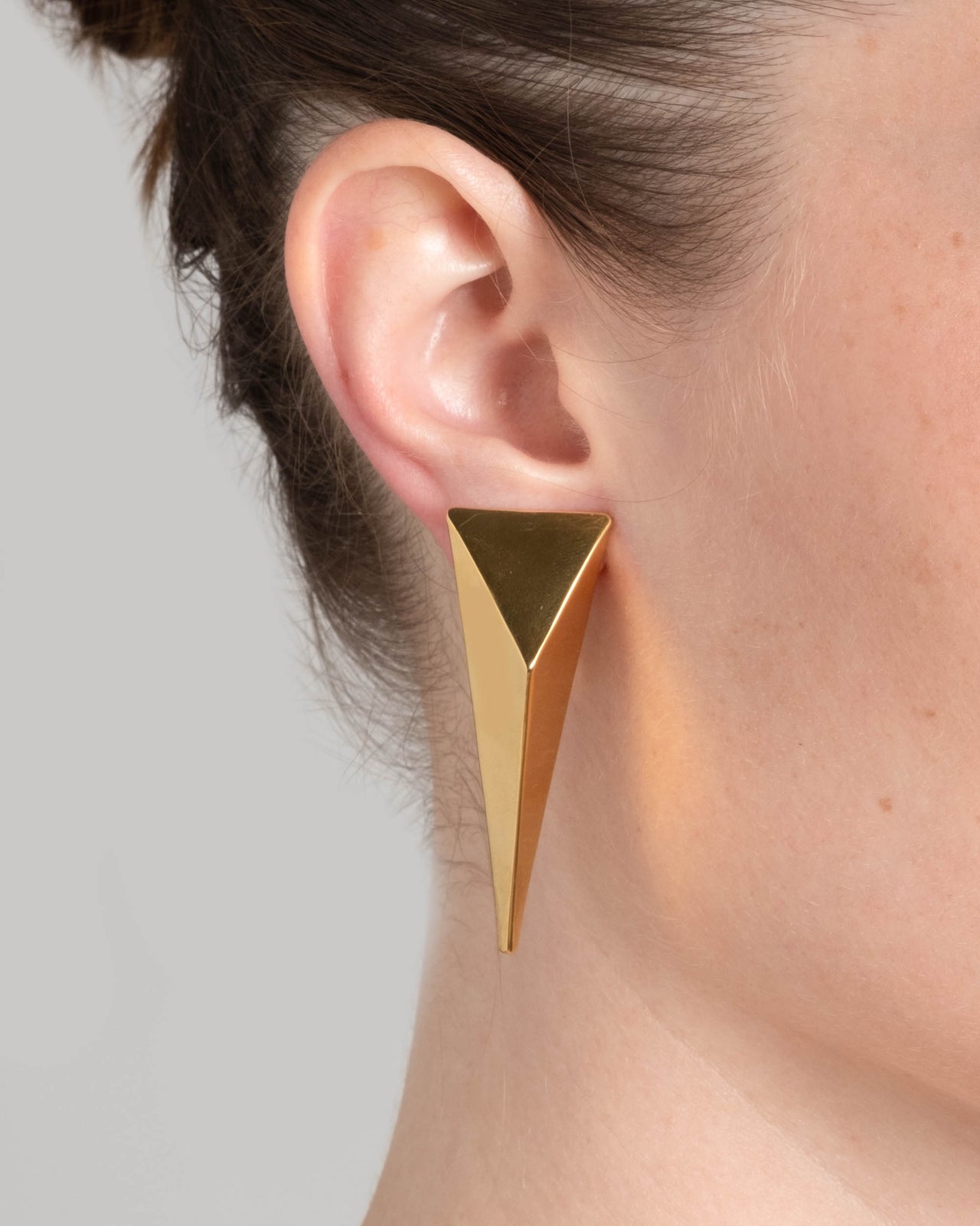 Extra Large Pyramid Clip Earring- Gold - Photo 2