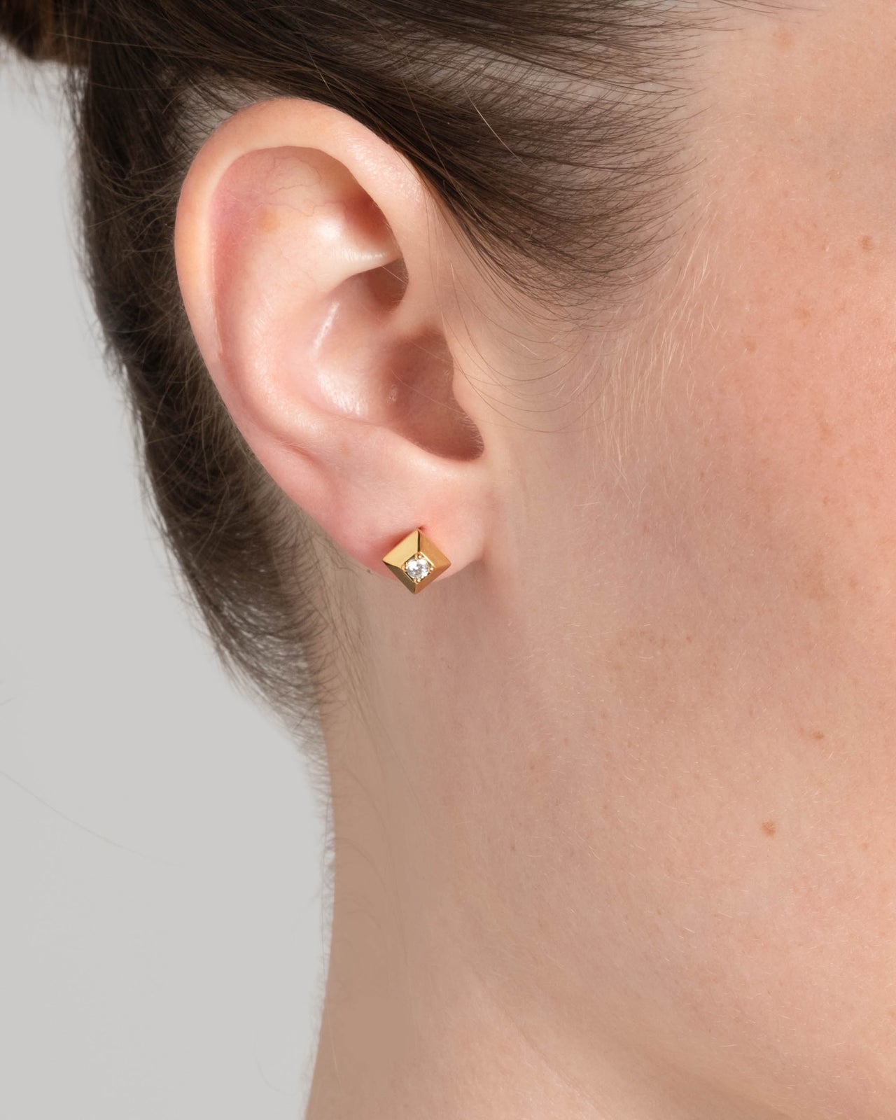 Geometric Crystal Stud Earring- Gold - Photo 2