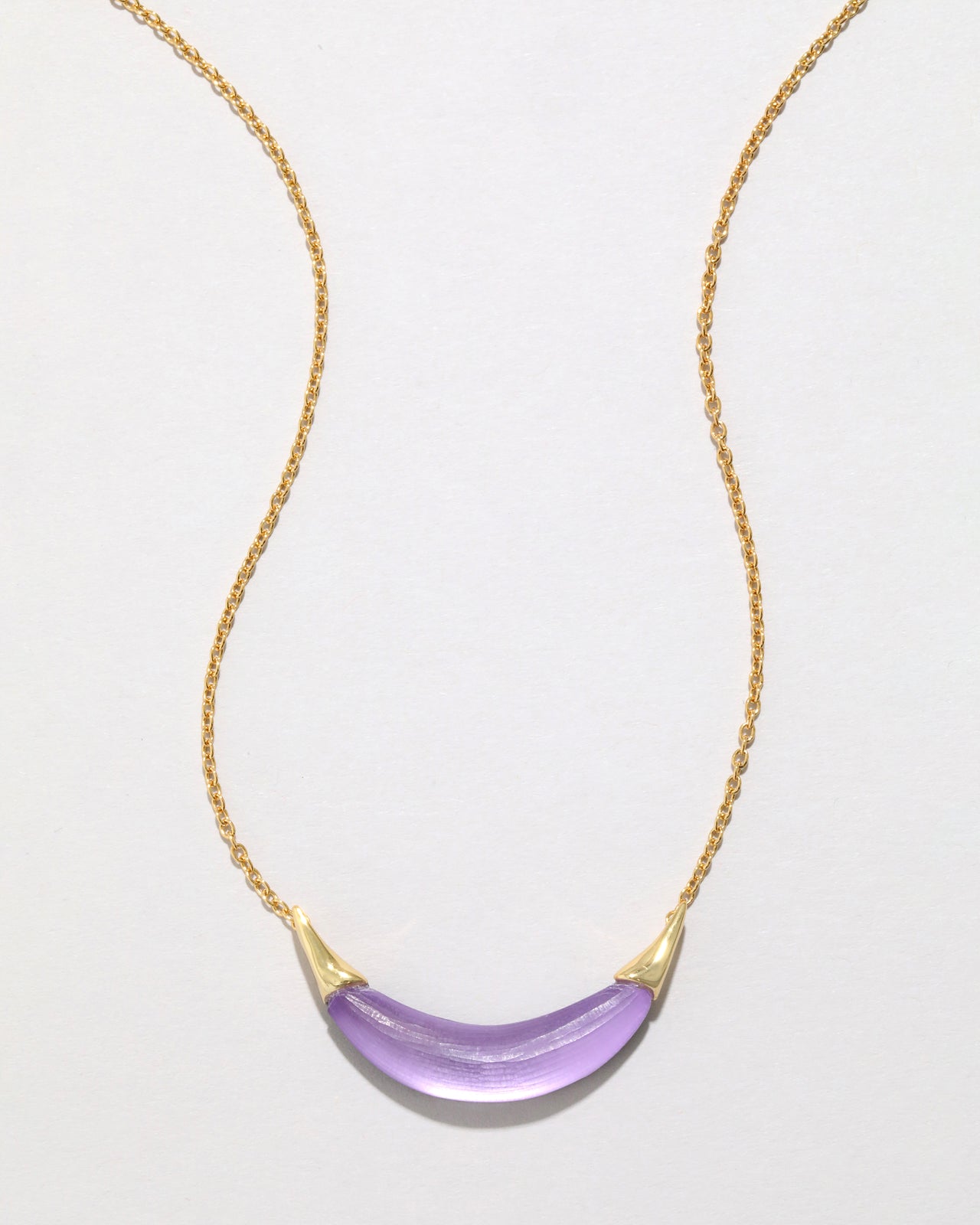 Gold Capped Crescent Lucite Necklace- Amethyst - Photo 2