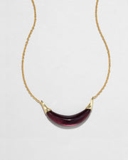 Gold Capped Crescent Lucite Necklace- Black Cherry - Photo 1