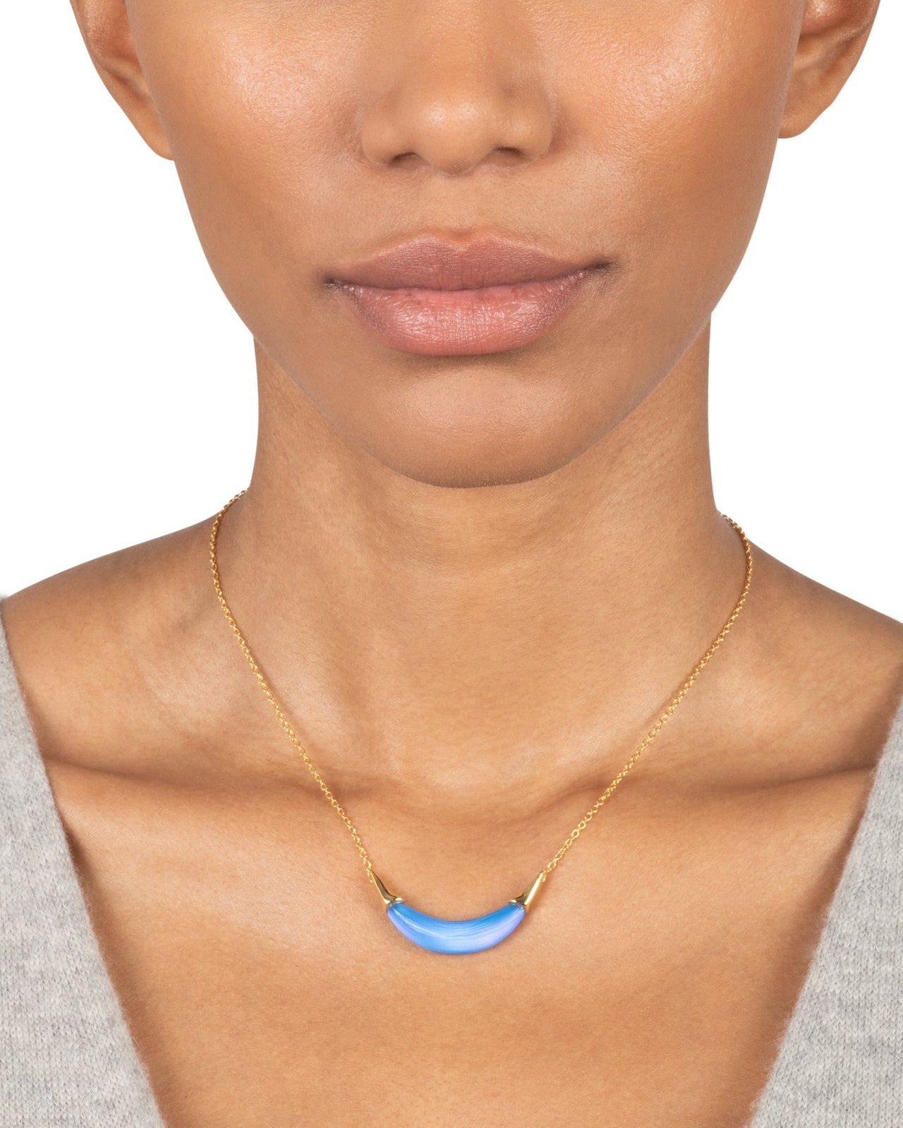 Gold Capped Crescent Lucite Necklace- Hyacinth - Photo 2