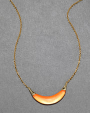 Gold Capped Crescent Lucite Necklace- Neon Orange - Photo 1