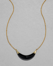 Gold Capped Crescent Lucite Necklace- Onyx - Photo 1