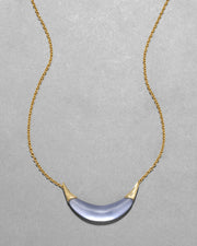 Gold Capped Crescent Lucite Necklace- Steel Blue - Photo 1