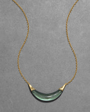 Gold Capped Lucite Crescent Necklace- Scarab Green - Photo 1
