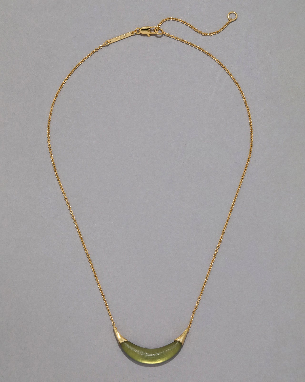 Gold Capped Crescent Lucite Necklace- Forest Moss - Photo 2