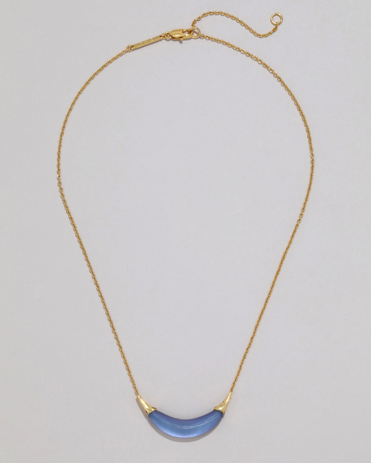 Gold Capped Crescent Lucite Necklace- Twilight Blue - Photo 2