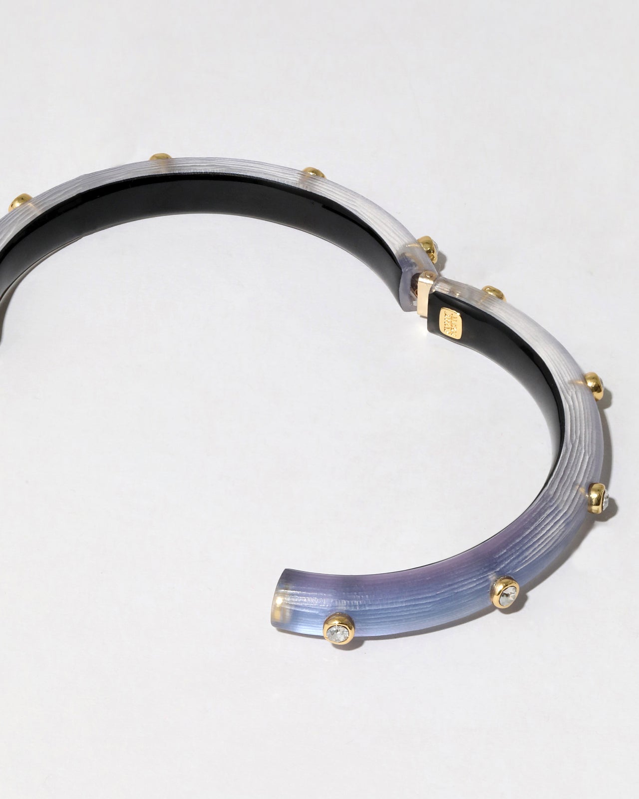 Lucite Crystal Studded Hinge Bracelet- Twilight Blue - Photo 2