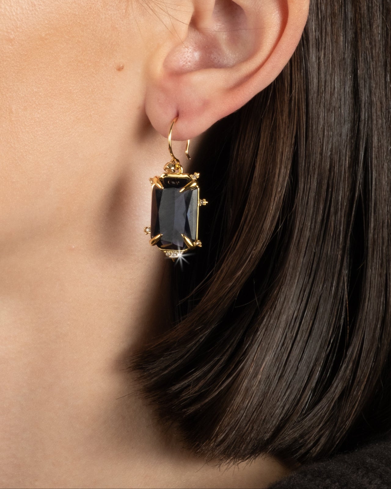 Imperial Noir Baguette Crystal Drop Earring - Photo 2