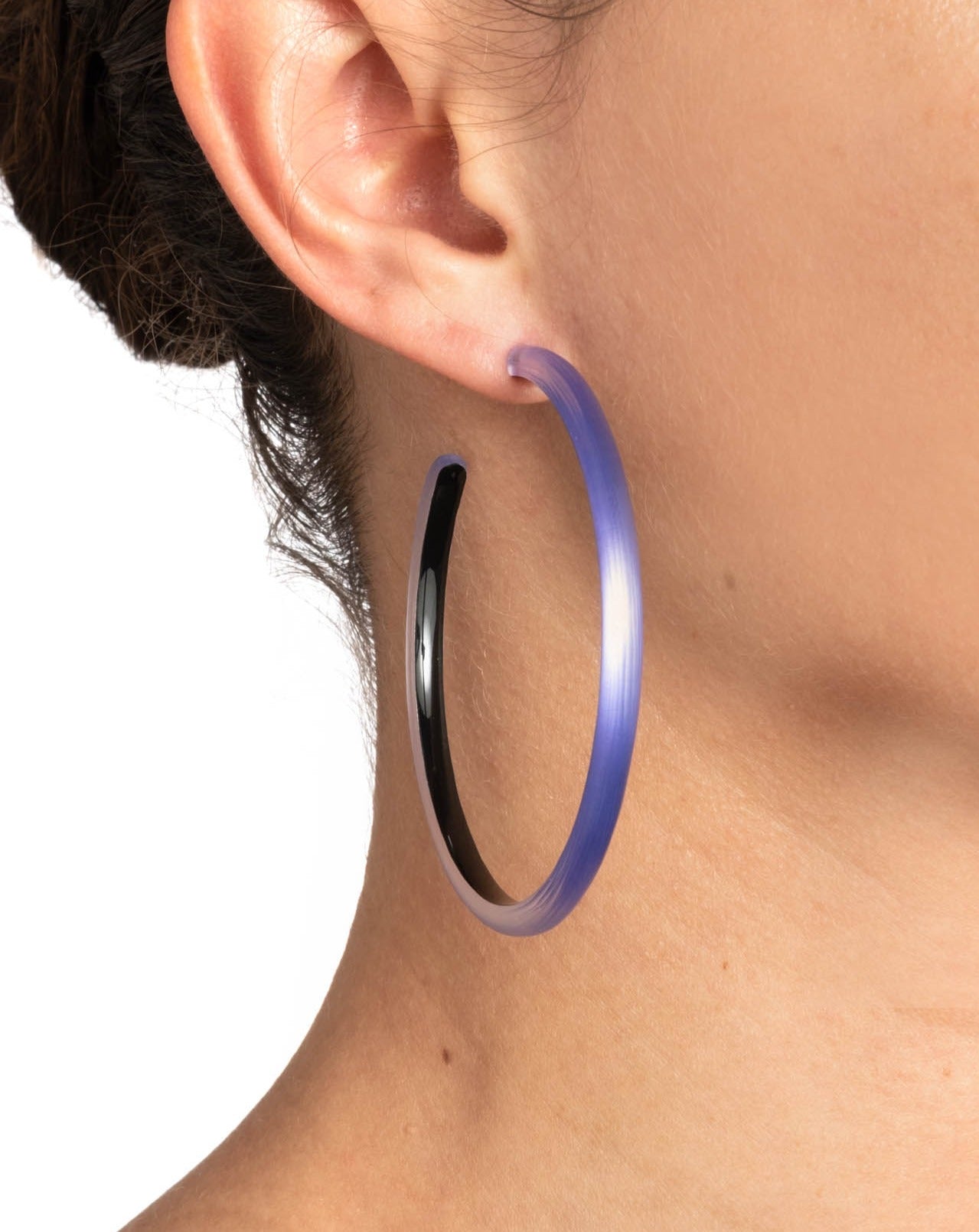 Large Skinny Lucite Hoop Earring- Electric Violet - Photo 2