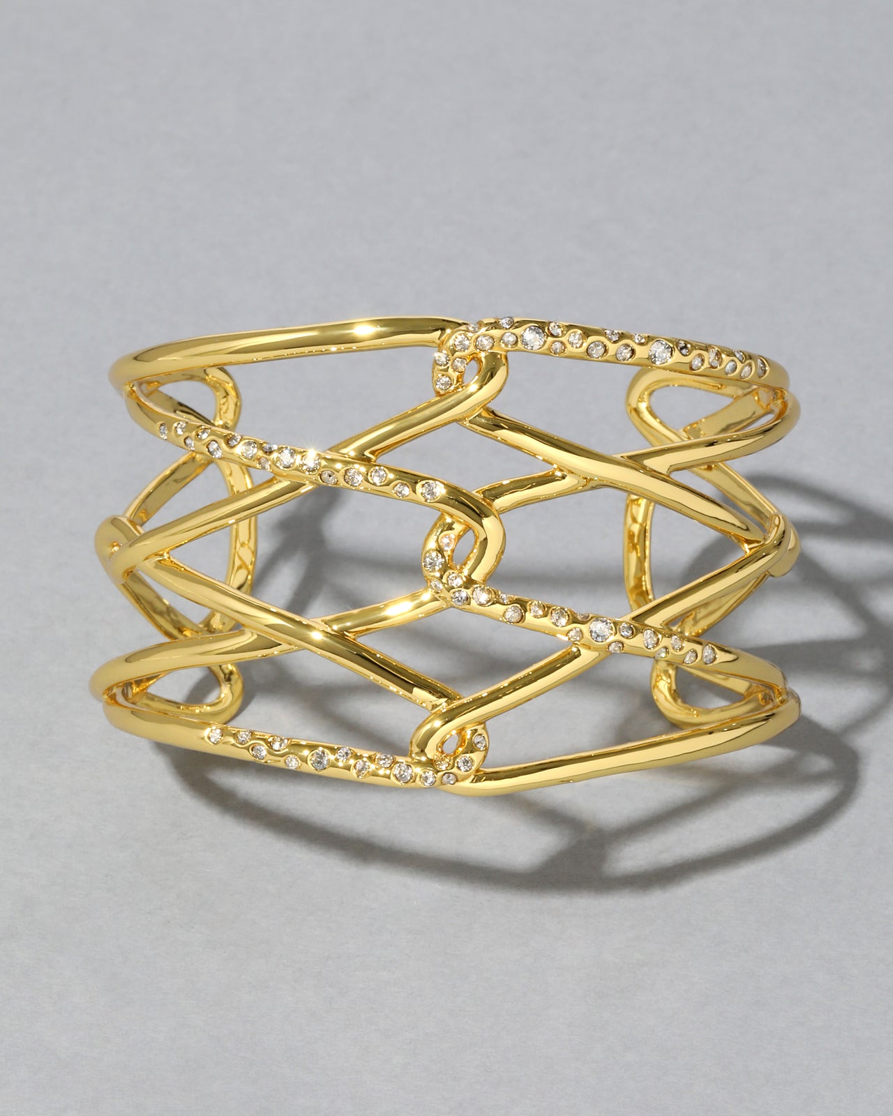 Lattice Gold Crystal Cuff Bracelet - Photo 2