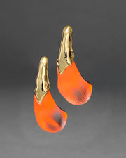 Lucite Arched Post Earring- Neon Orange - Photo 1