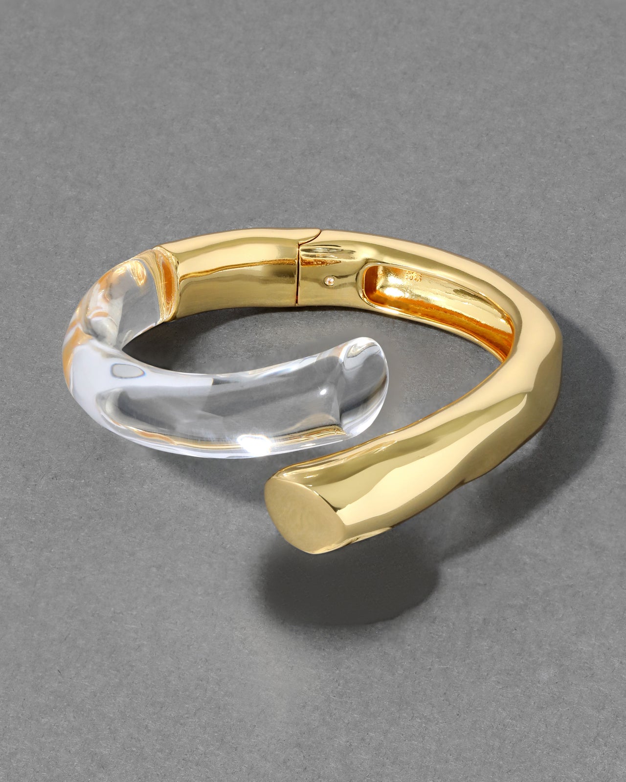 Liquid Lucite Bypass Hinge Bracelet- Clear - Photo 2