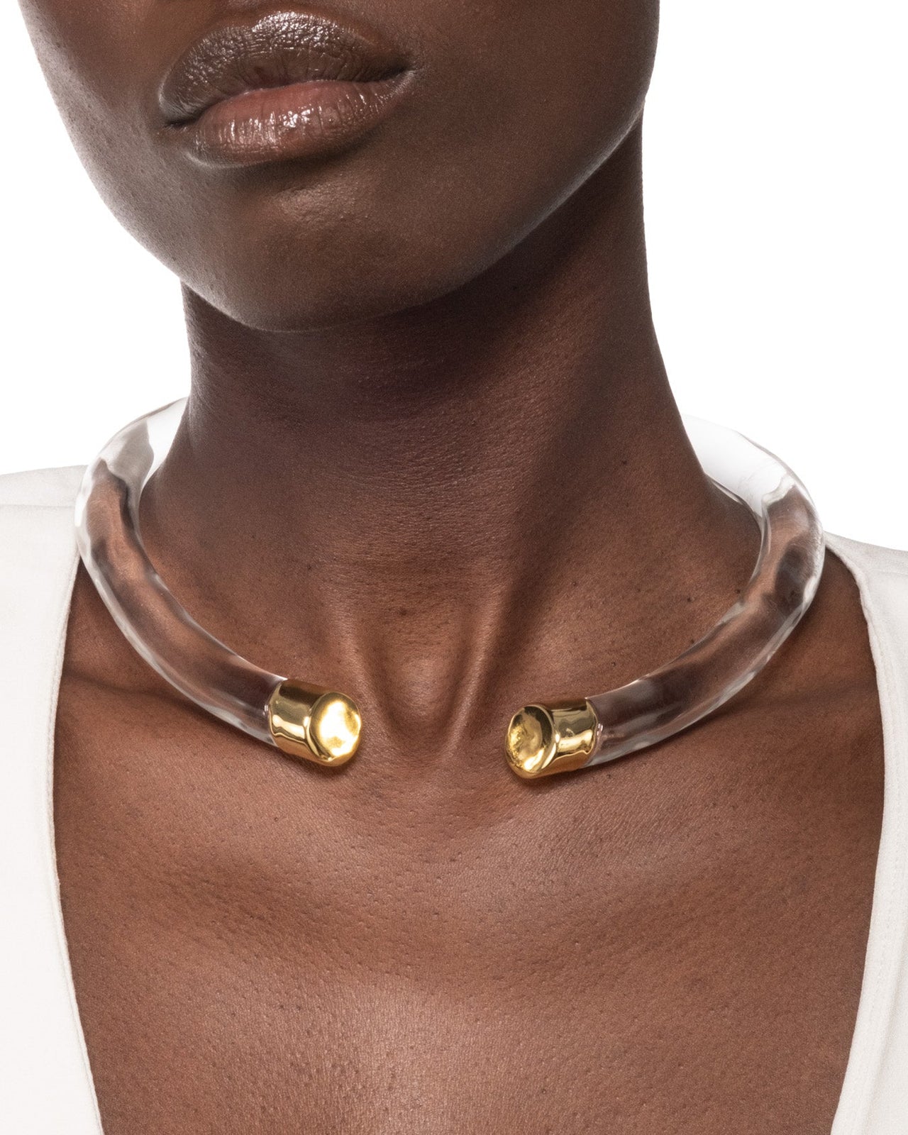 Liquid Lucite Gold Capped Hinge Collar Necklace - Photo 2