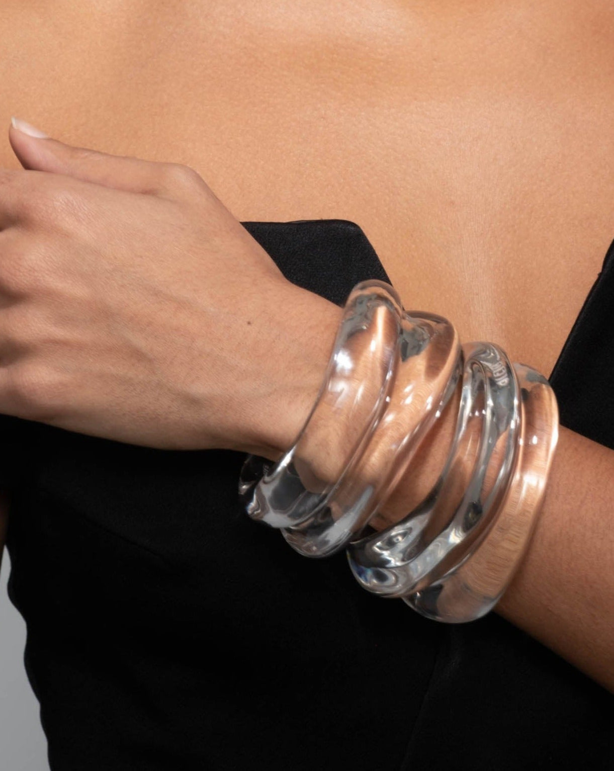 Liquid Lucite Stackable Wave Cuff Bracelet - Photo 2