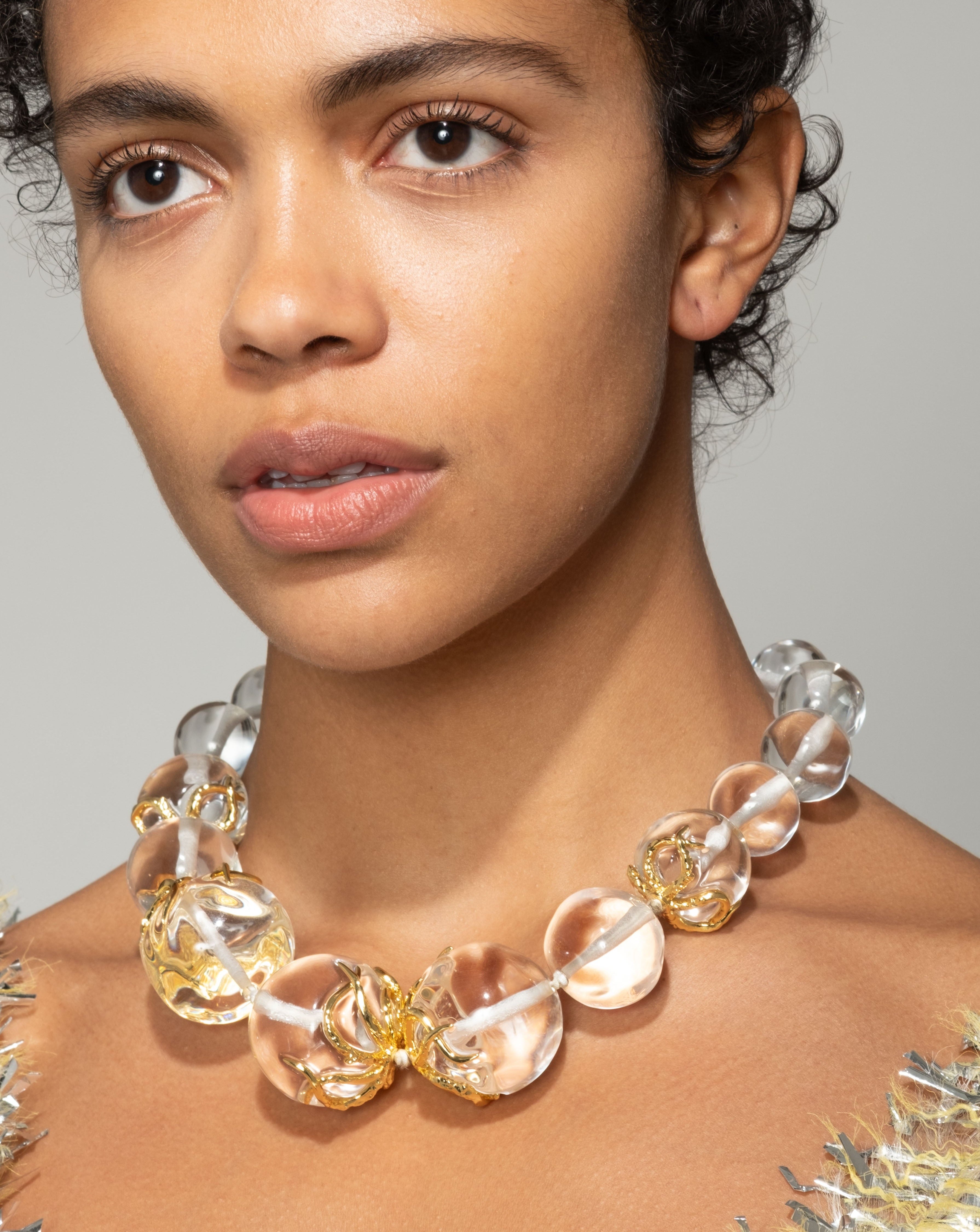 Chunky clear lucite necklace sale