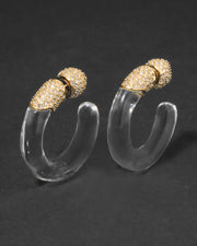 Liquid Lucite Crystal Front Back Hoop Earring - Photo 1