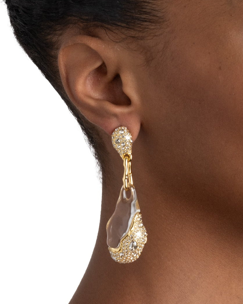 Liquid Lucite Crystal Pavé Pebble Drop Earring - Photo 2