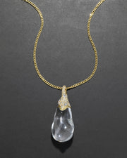 Liquid Lucite Crystal Pavé Teardrop Necklace - Photo 1