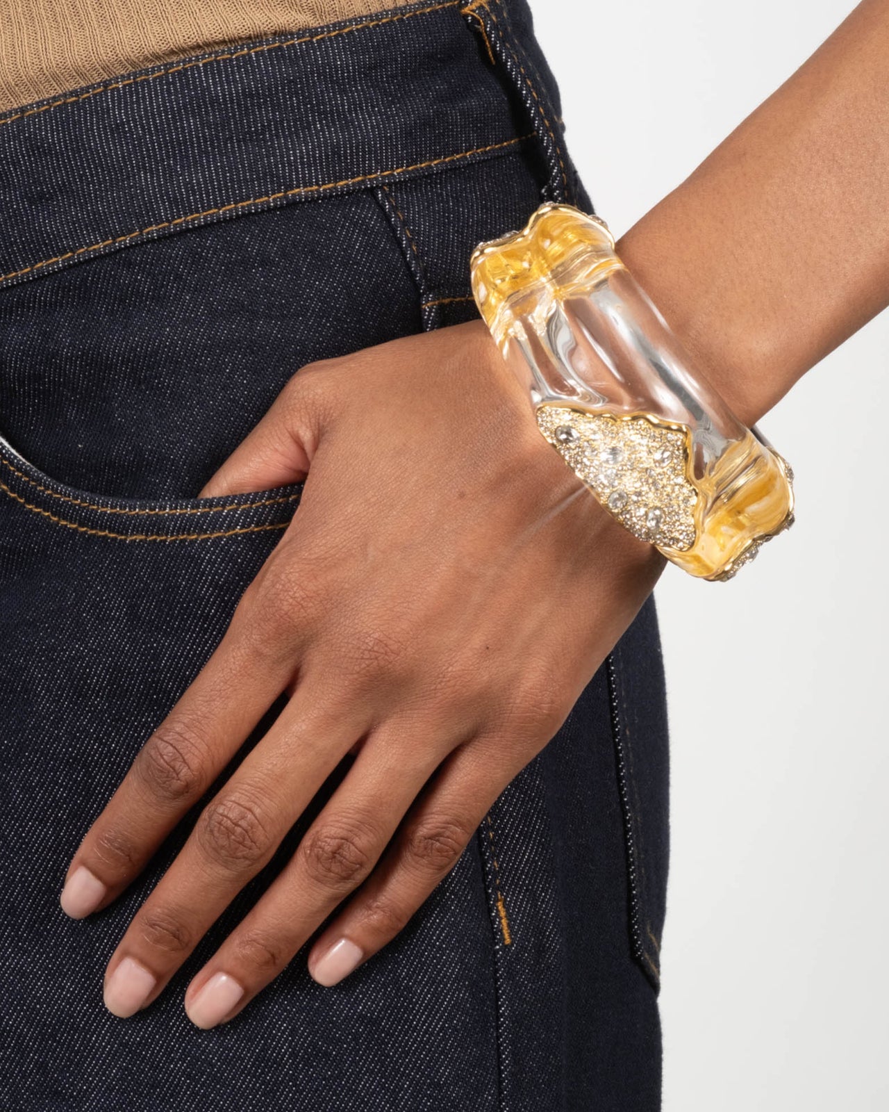 Liquid Lucite Crystal Pavé Wide Hinge Bracelet - Photo 2