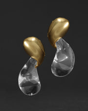 Liquid Lucite Gold Modernist Small Post Earring - Photo 1