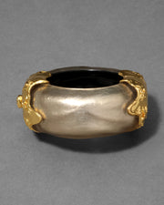 Lucite Brutalist Wide Hinge Bracelet- Warm Grey - Photo 1