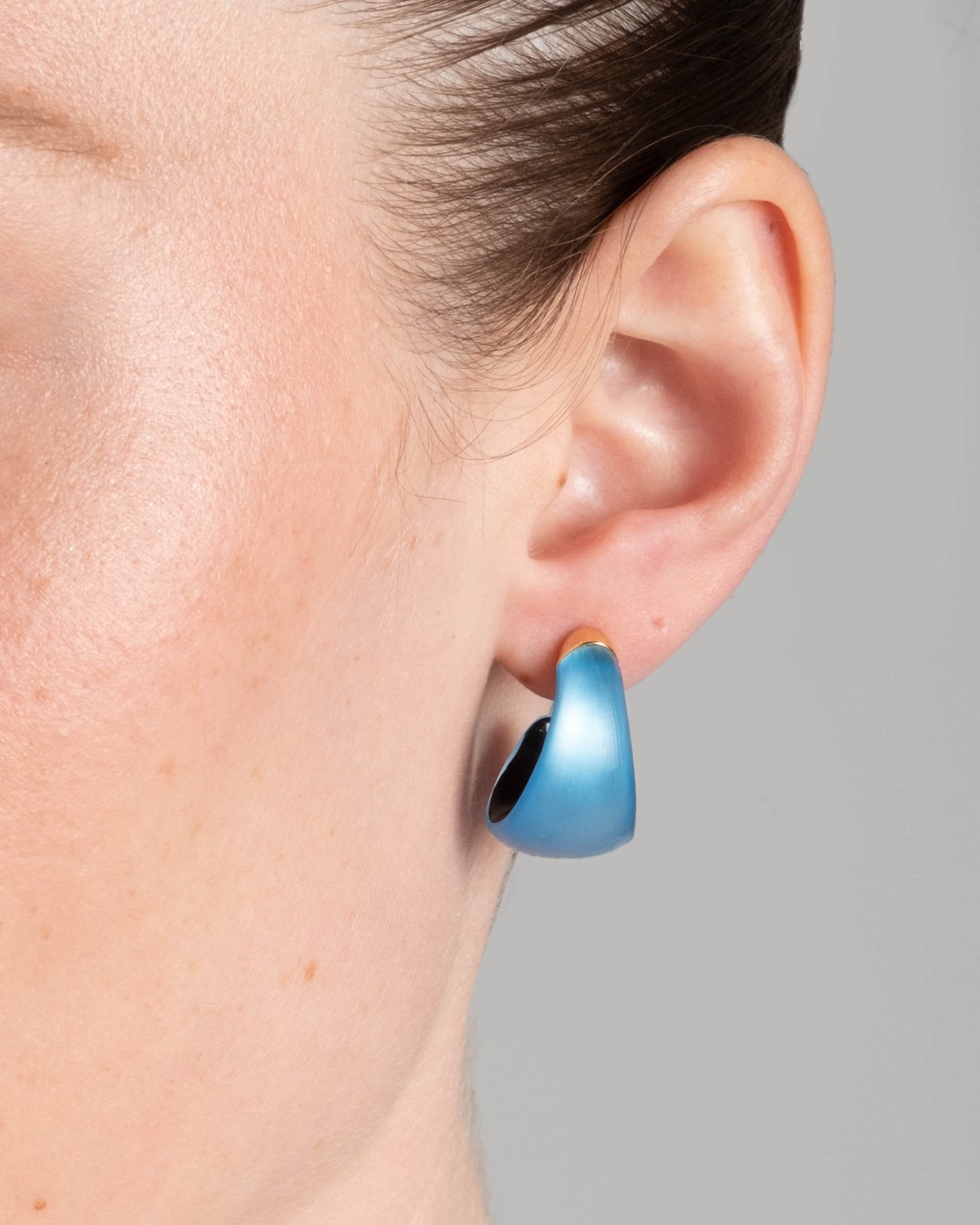 Lucite Huggie Hoop Earring- Neon Blue - Photo 2