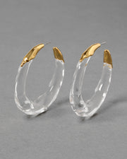 Lucite Molten Hoop Earring - Clear - Photo 1