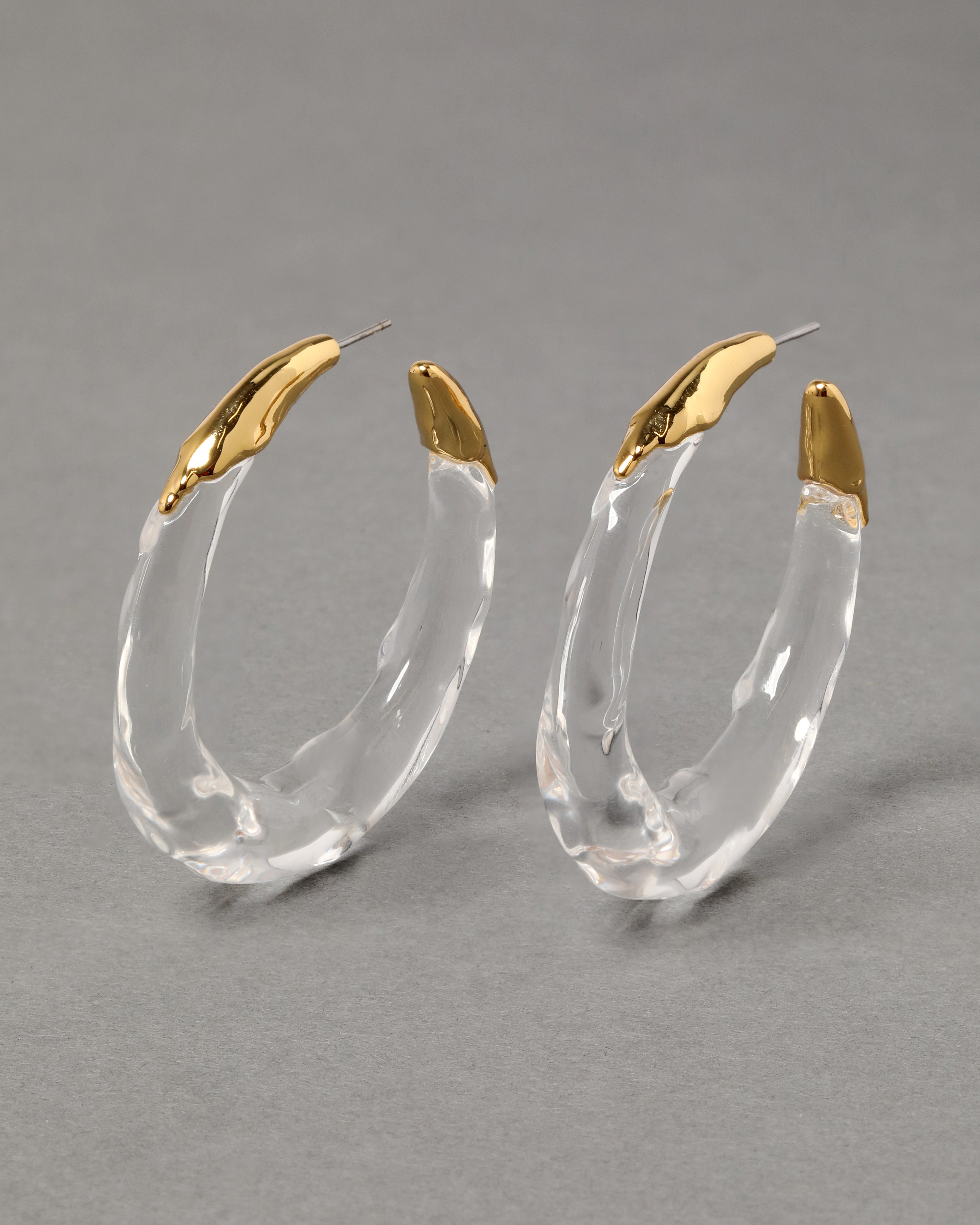 Lucite Molten Hoop Earring   Clear